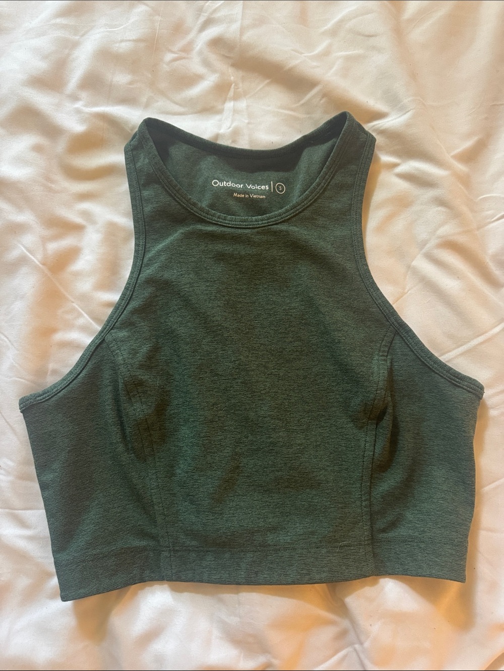 Outdoor Voices Dark Green High-Neck Crop Tank